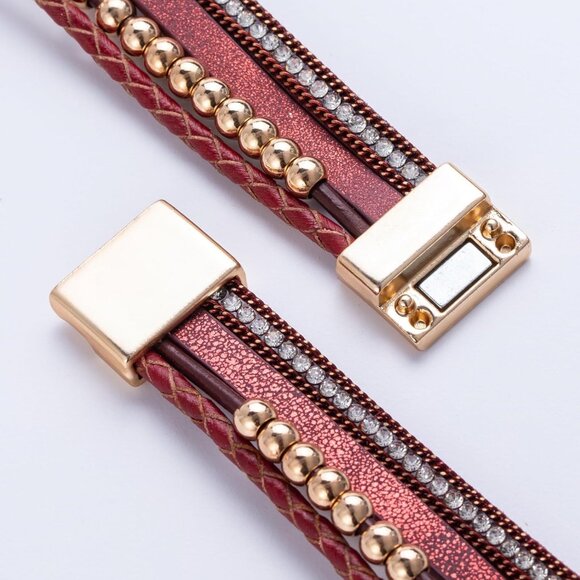 Leather Beaded Cuff Bracelets Women Stackable Infinity Jewelry Gift - Picture 6 of 6